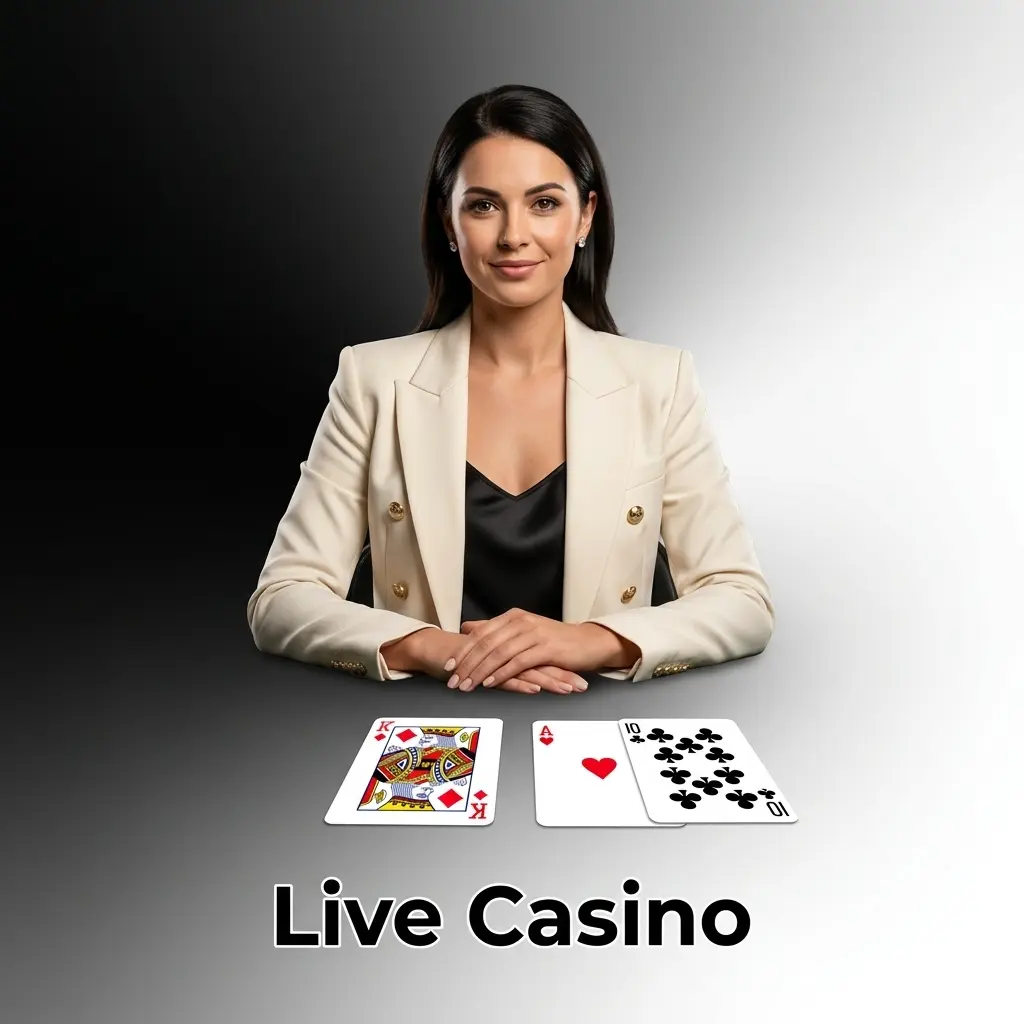 Live dealer casino table with cards and chips